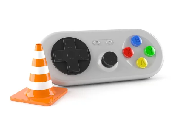 Gamepad con cono di traffico — Foto Stock