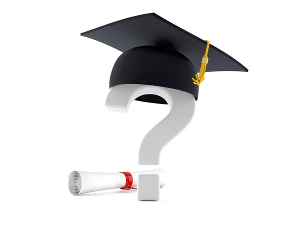 Question mark with mortarboard — Stock Photo, Image