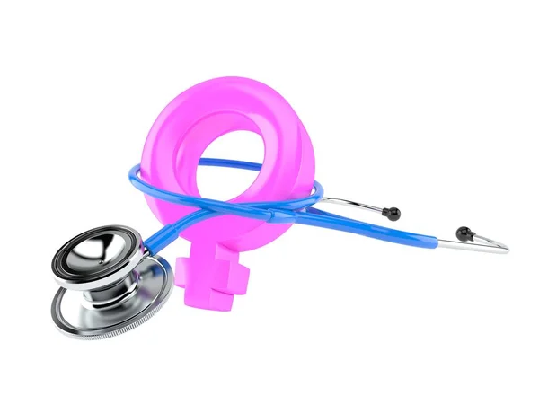 Símbolo de género feminino com estetoscópio — Fotografia de Stock