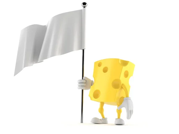 Cheese character holding white flag — Stock Photo, Image