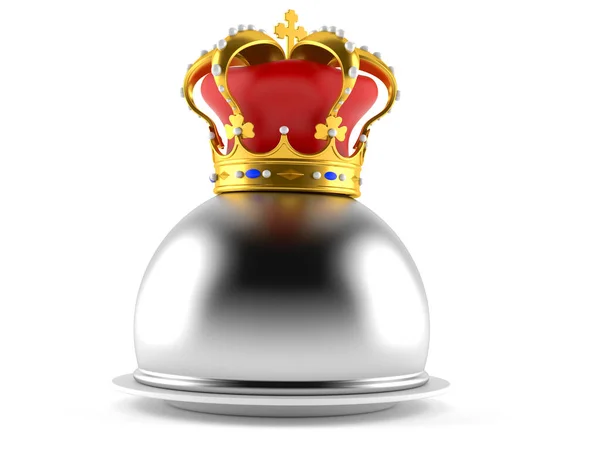 Silver catering dome with crown — Stock Photo, Image