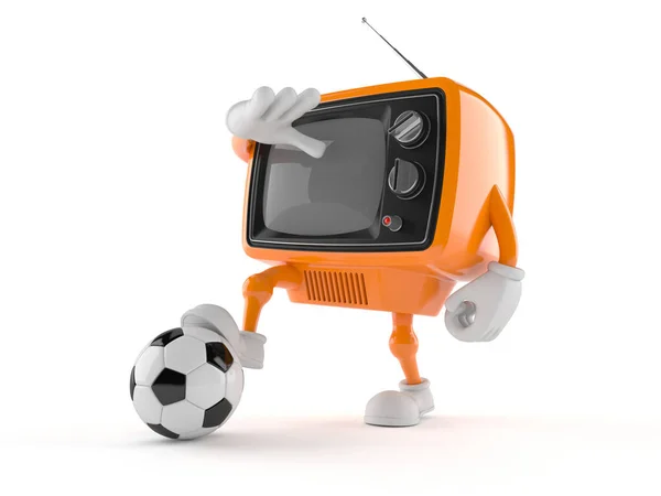 TV rétro avec ballon de football — Photo