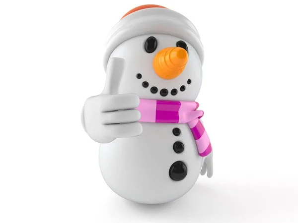 Schneemannfigur mit erhobenem Daumen — Stockfoto