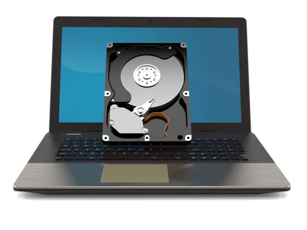 Disco rígido com laptop — Fotografia de Stock