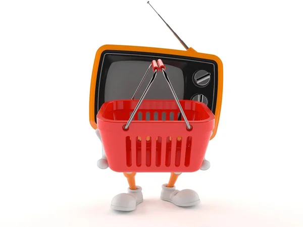 Personagem de TV retro segurando cesta de compras — Fotografia de Stock