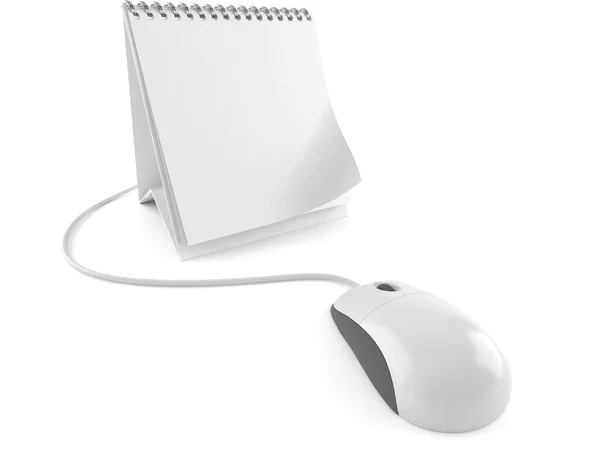 Computer mouse with blank calendar — Stock Photo, Image