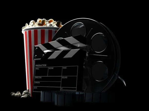 Film reel with popcorn