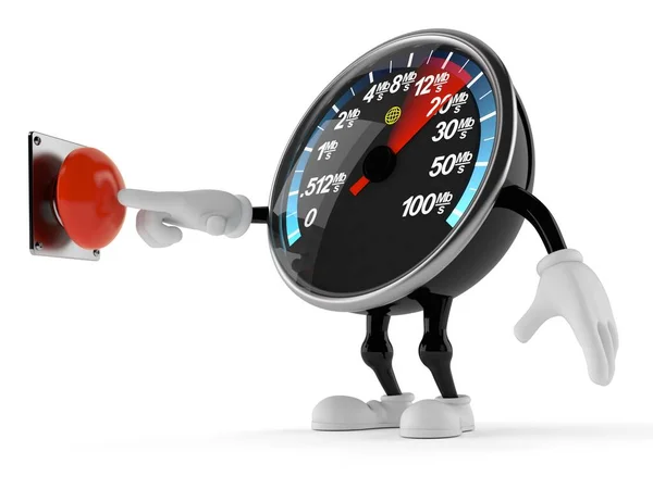 Network speed meter character pushing button — Stock Photo, Image