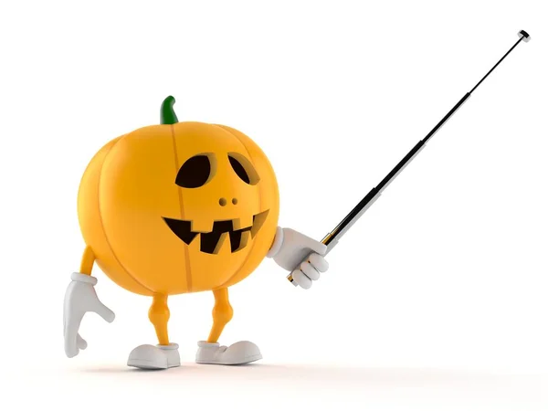 Halloween personaggio zucca tenendo bastone puntatore — Foto Stock