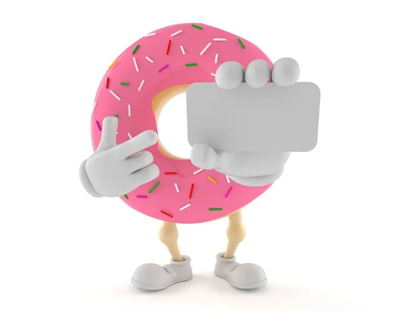 Donut Charakter hält leere Visitenkarte — Stockfoto