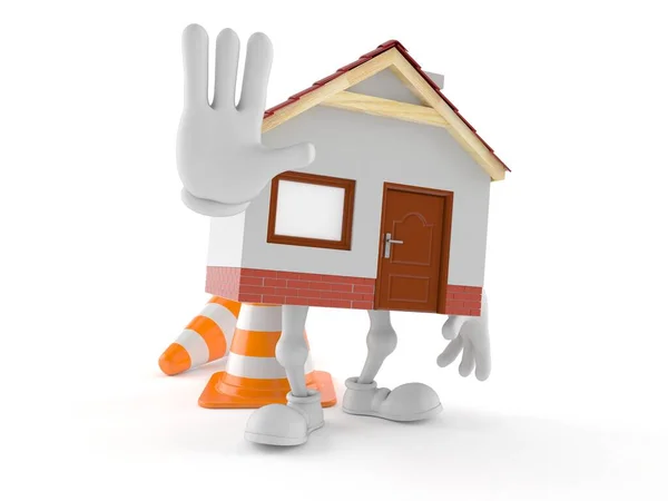 House character with traffic cone — Stock Photo, Image