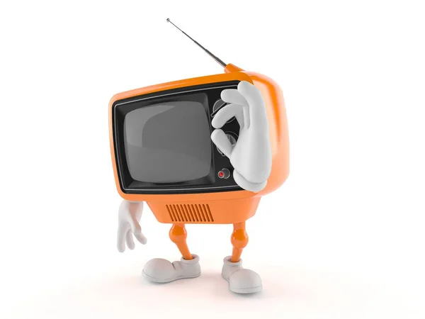 Retro TV character with ok gesture — Stock Photo, Image