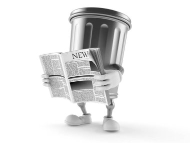 Çöp kutusu karakteri gazete okuyor