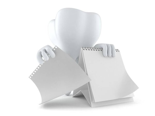 Tooth character with blank calendar