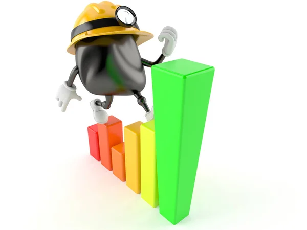 Miner character with chart — Stock Photo, Image