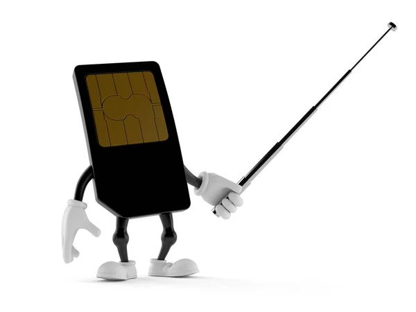 SIM 카드 문자가 포인터 막대를 들고 — 스톡 사진