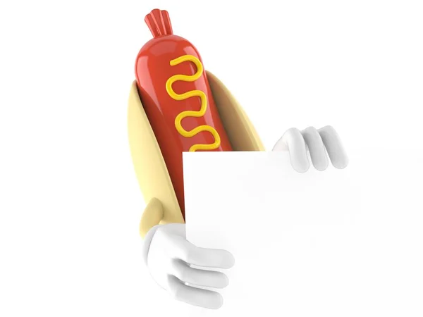 Hot dog personaggio dietro bordo bianco — Foto Stock