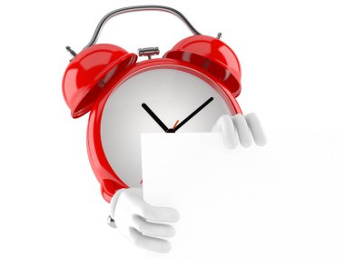 Beyaz tahta arkasında çalar saat karakteri