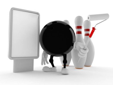 Boş reklam panosu olan bowling karakteri