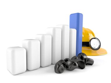 Kömür ve diyagramı olan madenci miğferi