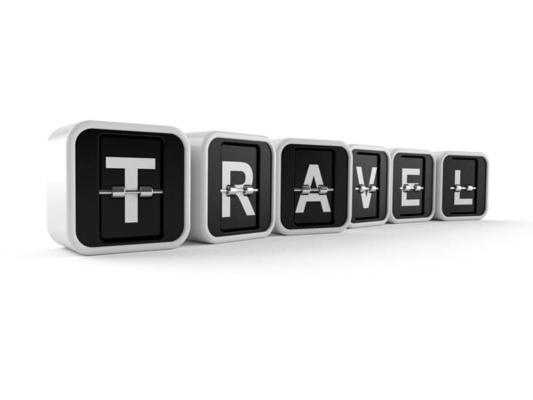 Travel text isolated on white background