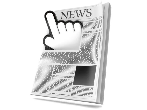 Web cursor with newspaper — Stock Photo, Image