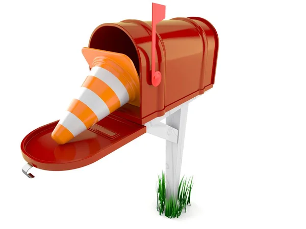 Open mailbox met verkeerskegel — Stockfoto