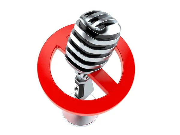 Microfono con segno proibito — Foto Stock