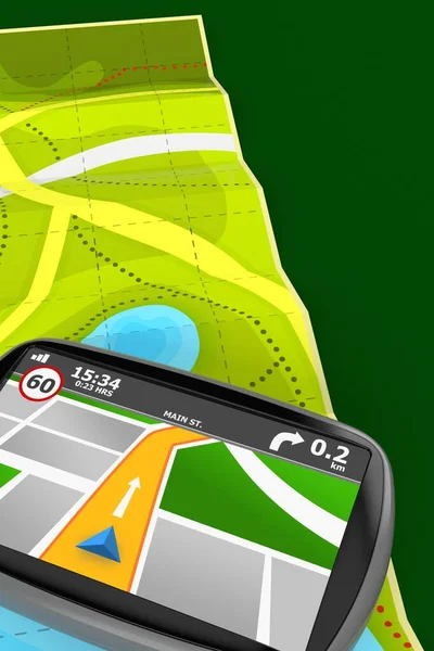 Mapa con navegación GPS — Foto de Stock