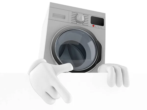 Washer character behind white board — Stock Photo, Image