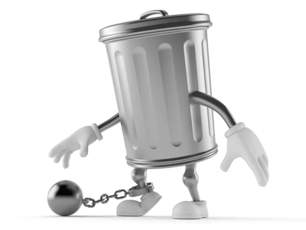Lixo pode personagem com bola da prisão — Fotografia de Stock