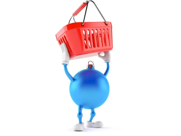 Personagem ornamento Natal segurando cesta de compras — Fotografia de Stock