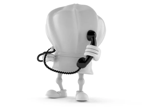 Chef character holding a telephone handset — Stock Photo, Image
