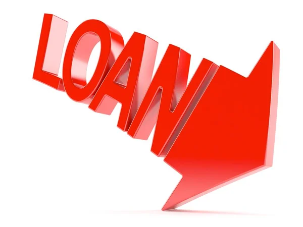 Red arrow with loan text concept — Stock Photo, Image