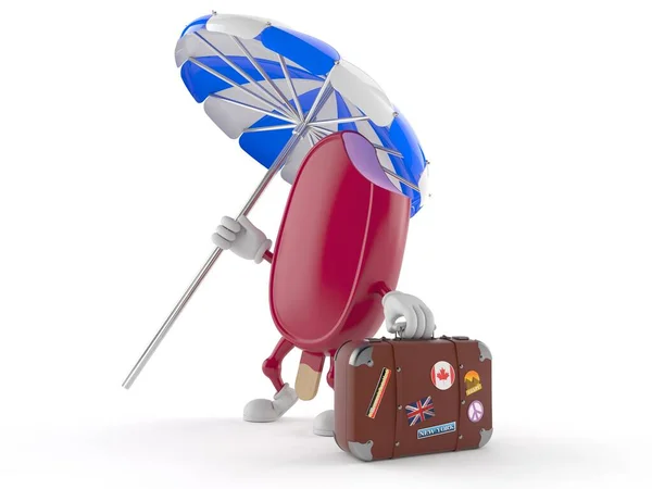 Carácter helado con equipaje — Foto de Stock