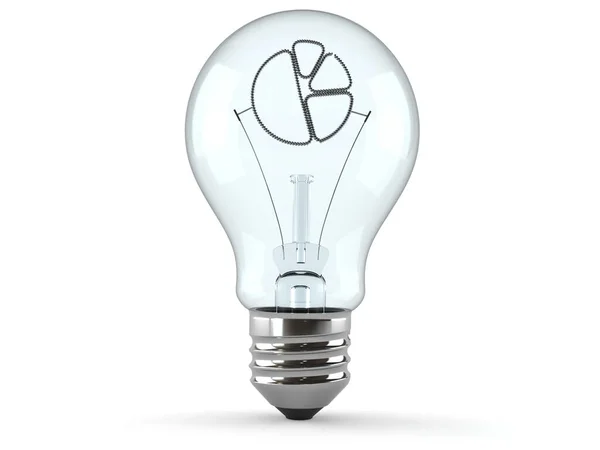 Light bulb with pie chart icon — Stock Photo, Image