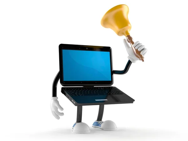 Personagem de laptop tocando uma campainha — Fotografia de Stock