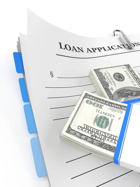 Loan application with money — Stock Photo, Image