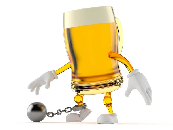 Beer character with prison ball — Stock Photo, Image