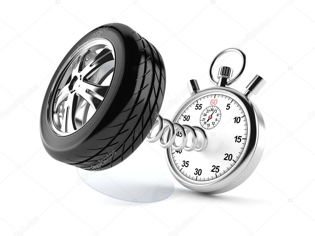 Car wheel with stopwatch