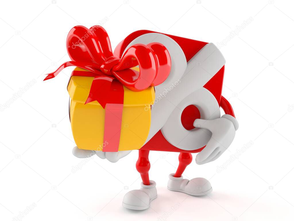 Percent character holding gift