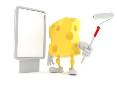 Boş reklam panosu olan peynir karakteri