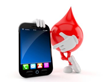 Akıllı telefonlu kan damlası karakteri