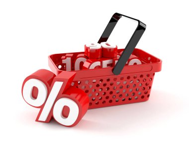 Alışveriş sepeti ile yüzde simgesi