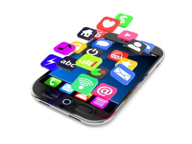 Uygulama simgelerine sahip akıllı telefon