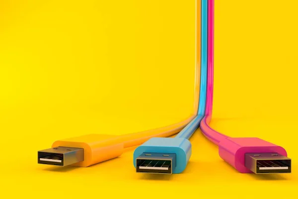 Три цветных кабеля USB — стоковое фото