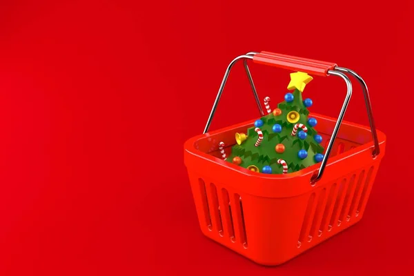 Weihnachtsbaum im Warenkorb — Stockfoto