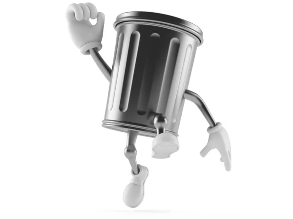 Trash can character jumping in joy — Stock Photo, Image