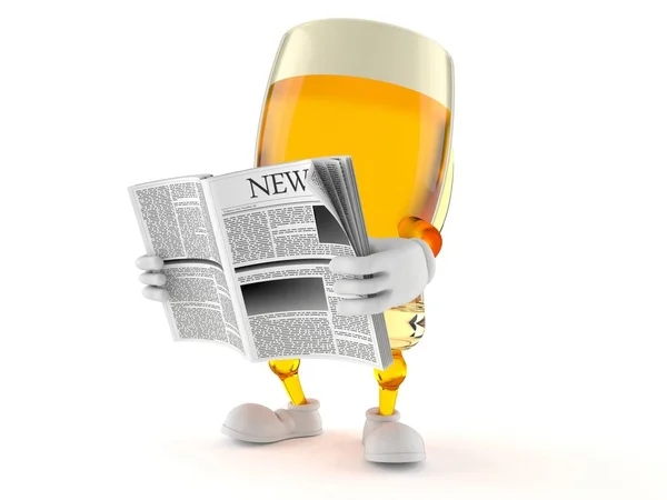 Personagem de cerveja ler jornal — Fotografia de Stock