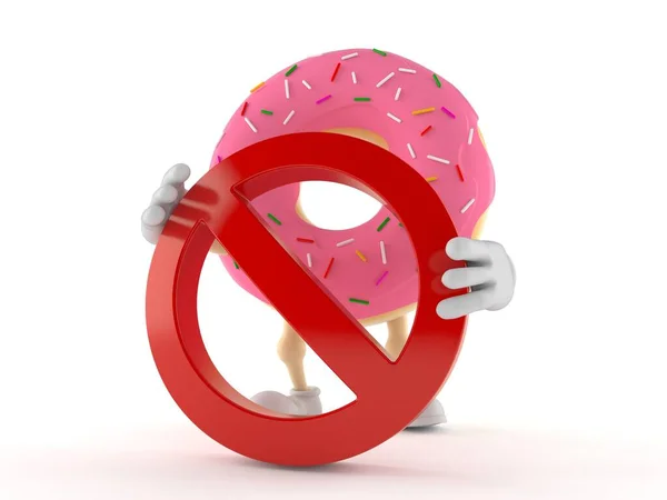Donut character with forbidden symbol — Stock Photo, Image